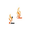 Letter L and fire waves, logo icon concept design Royalty Free Stock Photo