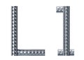Letter l. font from construction rebar. 3D render Royalty Free Stock Photo