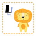 Letter L. Funny Alphabet for young children. Learning English for kids concept with a font in black capital letters in