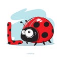 Letter L with funny Ladybug