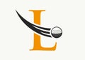 Letter L Golf Logo Design Template. Hockey Sport Academy Sign, Club Symbol