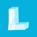 Letter L ice font. Icicles alphabet. freeze lettering. Iceberg A