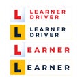 Letter L learner driver plate icon. cartoon flat style trend modern driving school logotype graphic art design element. concept of Royalty Free Stock Photo