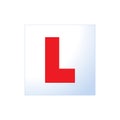 Letter L learner driver plate icon. cartoon flat style trend modern driving school logotype graphic art design element. concept of Royalty Free Stock Photo