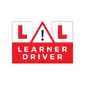 Letter L learner driver plate icon. cartoon flat style trend modern driving school logotype graphic art design element. concept of Royalty Free Stock Photo