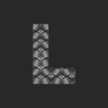 The letter l logo is filled with a linear pattern of thin lines of a silver gradient Royalty Free Stock Photo