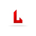 Letter L logo. Flat geometric folded ribbon style.