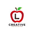 Letter L logo in fresh Apple Fruit with Modern Style. Brand Identity Logos Designs Vector Illustration Template, Royalty Free Stock Photo