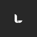 Letter L logo mockup, smooth line black and white gradient monogram, simple decoration typography design element, initial for