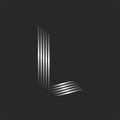 Letter L logo monogram initial inspiration, minimal style with smooth curls, overlapping silver gradient stripes from sleek Royalty Free Stock Photo