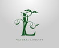 Letter L logo Nature concept, green tree and leaf symbol, initials L icon natural design Stock Vector