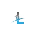 Letter L logo with pelican bird icon design Royalty Free Stock Photo