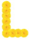 Letter L made from dandelions Royalty Free Stock Photo