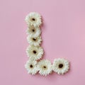 Letter L made of flowers. Part of the word LOVE , floral alphabet Royalty Free Stock Photo