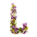 The letter ÃÂ«LÃÂ» made of various natural small flowers.