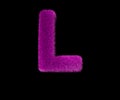 Letter L of nice luxury purple shaggy font isolated on black, nice concept 3D illustration of symbols