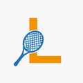 Letter L Padel Tennis Logo. Padel Racket Logo Design. Beach Table Tennis Club Symbol