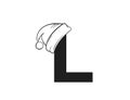 Letter l with santa claus hat. decorative initial letter for Christmas and New Year design. isolated vector image Royalty Free Stock Photo