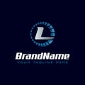Letter L spedometer logo. Tachometer speed logo Royalty Free Stock Photo