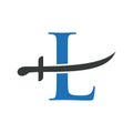 Letter L Swords Logo Vector Template. Swords Icon For Protection and Privacy Symbol