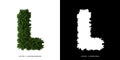 Letter L uppercase of leaves. Alphabet plants.