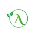 A letter leaf circle logo design vector