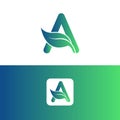 Letter A and leaf logo vector, Eco Logo Design. Letter A Vector Royalty Free Stock Photo