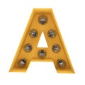 Letter A light sign yellow vintage. 3D rendering