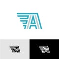 Letter A linear logo with side wings