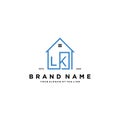 letter LK home logo design concept vector