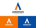 letter a logistic or shipping logo design template