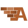 A letter Logo, brick wall logo design with place for your data.