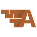 A letter Logo, brick wall logo design with place for your data.