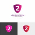 Letter 2 Logo. C Letter Design Vector with Shield