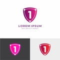 Letter 1 Logo. C Letter Design Vector with Shield Royalty Free Stock Photo