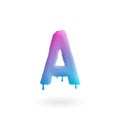 Letter A logo. Colored paint character with drips. Dripping liquid symbol. Isolated art concept vector.