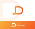 the letter logo D with a backward arrow element that indicates the direction of backward. orange texture. modern templates. for