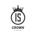IS Letter Logo Design with Circular Crown