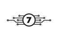 Letter 7 Logo Design Template. 7 Letter For Cyber Logo Protection, Technology, Biotechnology And High Tech. Network Logo Design Royalty Free Stock Photo