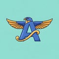 Letter A Logo with Eagle Wings and Tail Royalty Free Stock Photo