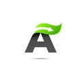 letter a logo with leaf and arrow concept, eco logo letter Royalty Free Stock Photo