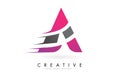 A Letter Logo with Pink and Grey Colorblock Design and Creative Cut