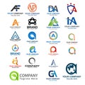 Letter A logo set. Set of colorful A letter symbols Royalty Free Stock Photo