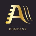 A letter logo and stair combine with gold color