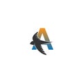 Letter A logo with swift bird icon design vector