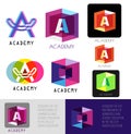 Letter A logo. Template letter A.Academy logo icons.