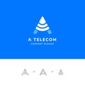 A letter logo for Tower wifi signal antenna logo and radio signal wave. premium vector illustration Royalty Free Stock Photo