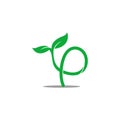 letter loop plantation green bud logo vector