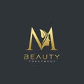 M Letter Luxury Beauty Face Logo Design Vector