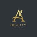 A Letter Luxury Beauty Face Logo Design Vector
